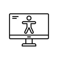 Accessibility icon with computer and person stretching arms and legs for disability vector