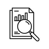 Analytics icon with data file and magnifying glass vector