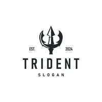 Neptune Poseidon Trident Logo, Spear Simple Vintage Template Design vector