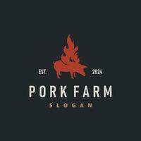 Pig logo pork pig simple rustic stamp vector