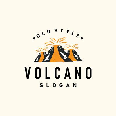 Volcano logo illustration simple rocks and lava