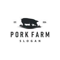 Pig logo simple rustic vector