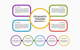 5 step element infographic template with white and colorful background. vector