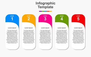 5 step infographic template with white and colorful background. vector