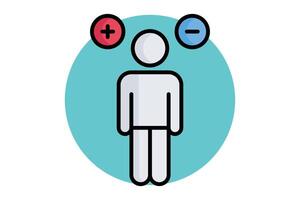 Attitude icon. colored outline icon style. person with minus and plus. icon related to motivation. success elements illustration vector