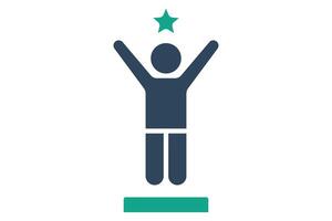 Success icon. solid icon style. person with star. icon related to motivation. success elements illustration vector