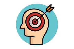 Purpose icon. colored outline icon style. head with target. icon related to motivation. success elements illustration vector