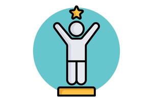 Success icon. colored outline icon style. person with star. icon related to motivation. success elements illustration vector
