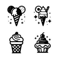 Hand drawn minimalist ice cream icon on white background vector