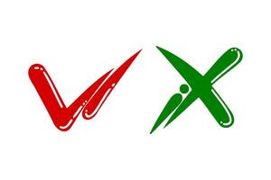 Tick and cross signs. Checkmark OK and X icons. vector
