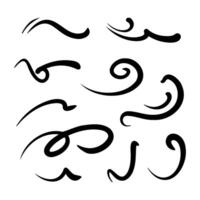 Elegant hand-drawn decorative swirls and lines create artistic flair suitable for various design projects and crafts vector