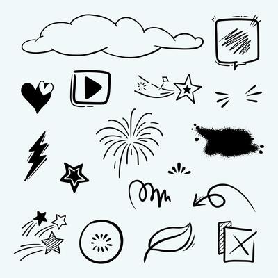 Hand drawn collection of doodle