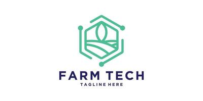 logo design combination of farm and technology, hexagon, agriculture, logo design , symbol, icon, idea, creative. vector