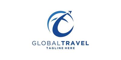 logo design combination of global and airplane, travel, technology, logo design , symbol, icon, idea, creative. vector