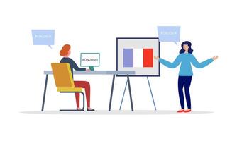 Language courses concept in flat design vector