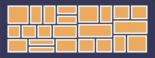 Pictures or photos frame collage, page grid layout abstract photo frames and digital photo wall template vector