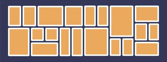 Pictures or photos frame collage layout abstract photo frames and digital photo wall template vector