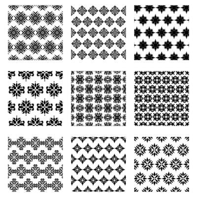 collection of black geometric floral ornament patterns