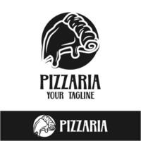 Pizza Logo Template design with retro style vector