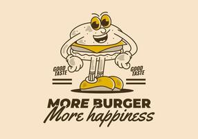 More burger more happiness. The Standing burger character in happy face vector