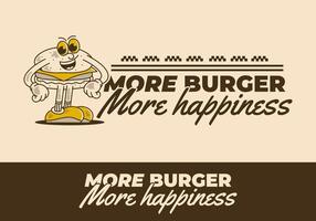 The Standing burger character in happy face, in two different colors vector