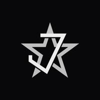 simple monogram of letter J with star vector