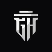 simple monogram of letter G AND H in pillar shape vector