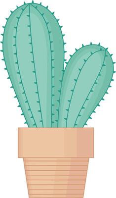 Green Cactus. House Plant Illustration