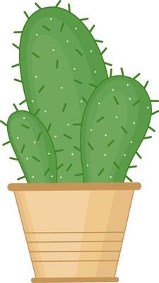 Green Cactus in Pot Illustration