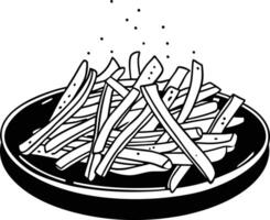French fries on a plate with salt vector