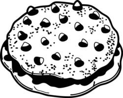 A black and white drawing of a cookie vector