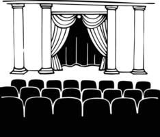 An empty theater with curtains and a curtain vector