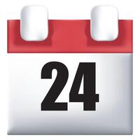 3D calendar with date 24 on white background vector