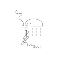 one line art shower illustration. line art, one continuous line, simple, hand drawn and sketch style. for icons, symbols, signs or logos vector