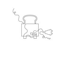 one line art toaster illustration. line art, one continuous line, simple, hand drawn and sketch style. for icons, symbols, signs or logos vector