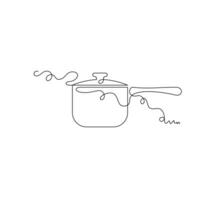 one line art saucepan illustration. line art, one continuous line, simple, hand drawn and sketch style. for icons, symbols, signs or logos vector