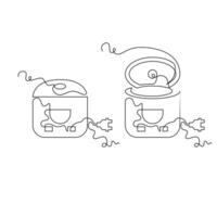 one line art rice cooker illustration. line art, one continuous line, simple, hand drawn and sketch style. for icons, symbols, signs or logos vector