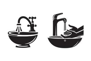 Hand Wash Basin Silhouette Illustration art Design vector