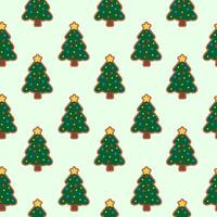 Seamless Pattern with Christmas Tree Gingerbread Cookie. flat illustration. vector