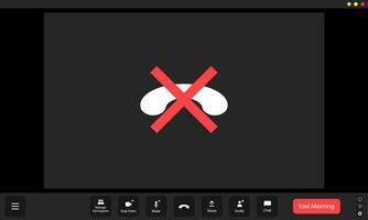 A virtual meeting on hold with a disconnected symbol during a group call in a digital workspace environment vector