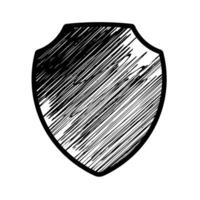 A vintage shield emblem featuring a weathered design, complete with a blank banner for customization, perfect for artistic projects vector