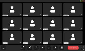 Empty call interface with participant icons and muted audio controls during an online meeting session. vector