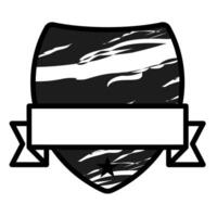 This artistic emblem showcases a shield adorned with a coastal landscape silhouette, representing strength and maritime connections with bold lines and simplicity. vector