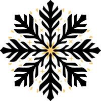 black snowflake with yellow particles without background vector