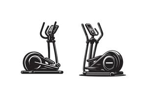 Elliptical body building Machine Silhouette Illustration vector