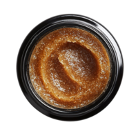 Brown Exfoliating Face Scrub in Open Jar with Rough Texture png