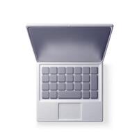 3D cartoon laptop computer isolated. Render notebook LCD display mock up with blank screen. Mobile computer device icon. vector
