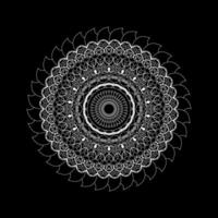 A black and white circular chakra design on a black background vector