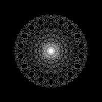 A black and white circular design on a black background vector