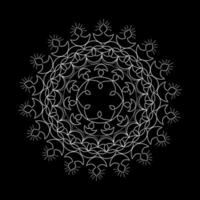 A white circular Diya lamp design on a black background vector